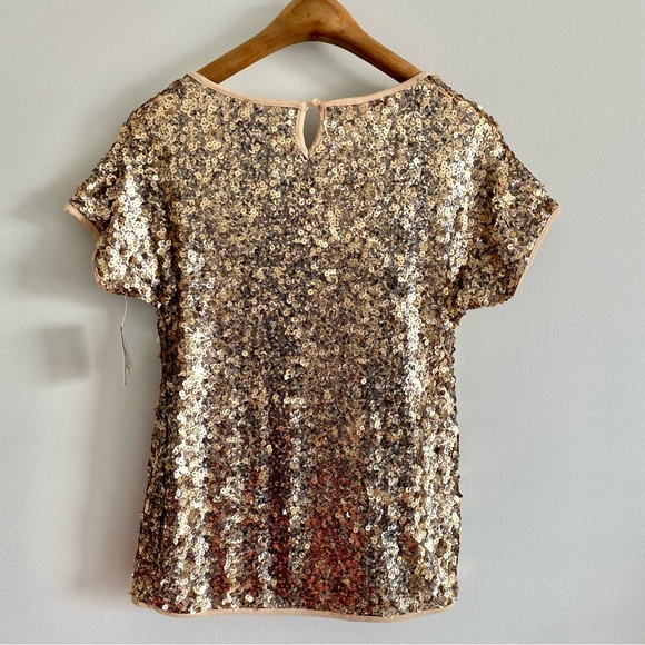 INC Champagne Gold Sequin Top NWT Size Small - Picture 2 of 7